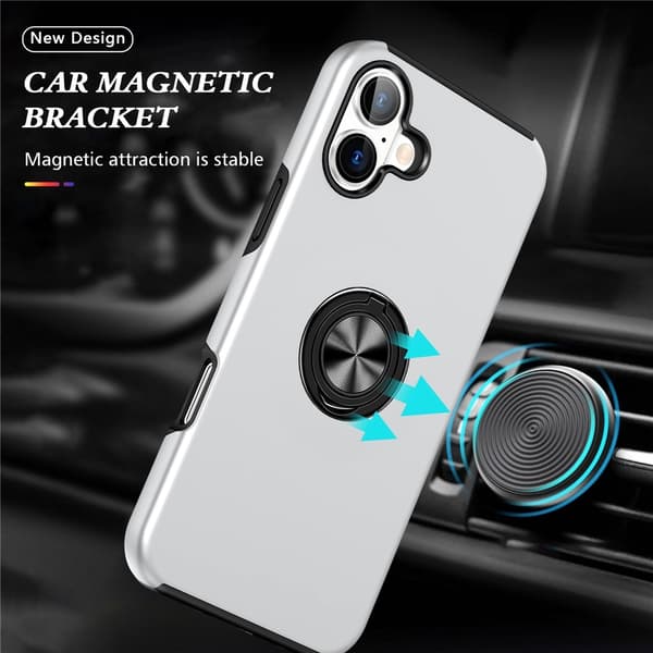 Skal kompatibelt med iPhone 17, Hybrid skal med Finger Ring - Silver Silver