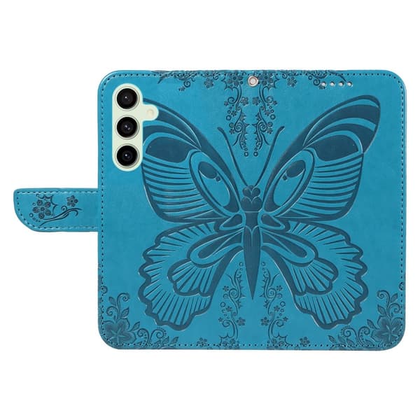 Til Samsung Galaxy S24 FE Etui Stand Tegnebog Etui Sommerfuglemønster Blue