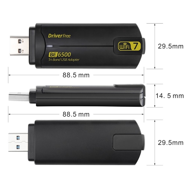 BE6500 Driver Gratis 6500M Tri Band WiFi 7 USB 3.0 trådløs netværkskortadapter Black