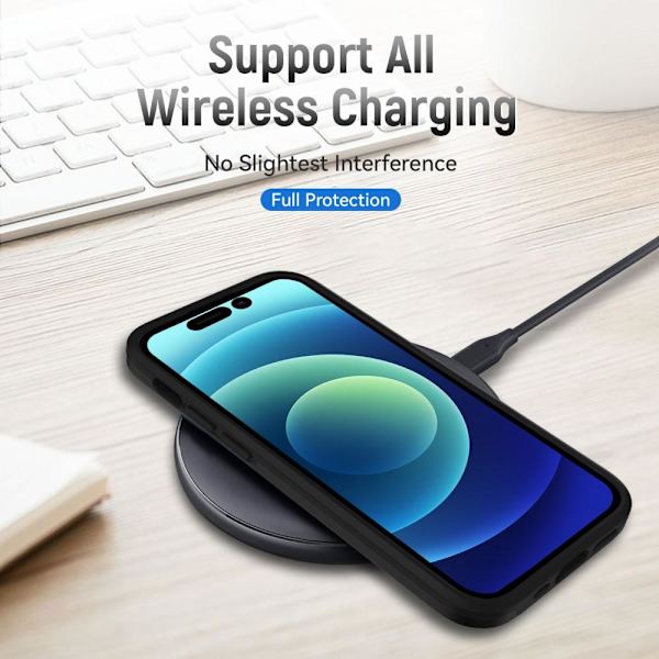 iPhone 14 Pro Stødsikker TPU + PC Kickstand Telefontaske Bilmontering Metalplade - Sort Black