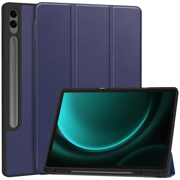 Kolmen taittotelineen älykotelo Samsung Galaxy Tab S10+ (S10 Plus) -puhelimelle Dark blue