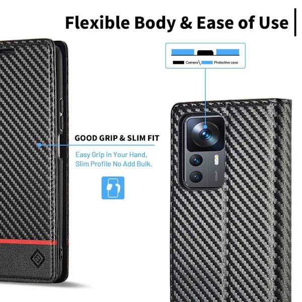 LC.IMEEKE lompakkokotelo Xiaomi 12T/12T Pro - musta Black