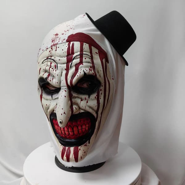 Exklusiv Art The Clown Terrifier Mask Maskerad Maskeradmask i mjukt material Vit