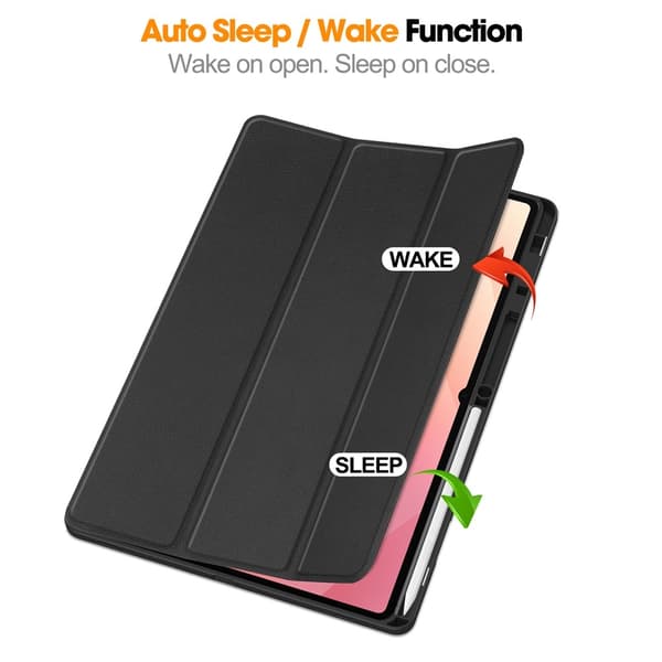 Til Samsung Galaxy Tab S12 Ultra Tri-Fold nettbrettdeksel med pennholder Black