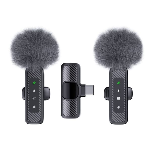 Trådløs myggmikrofon (2,4 GHz) USB-C – 2 mikrofoner + 1 mottaker Black