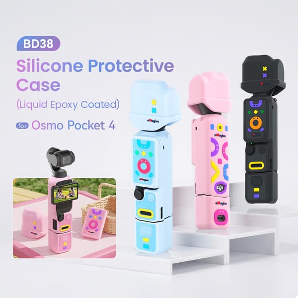 Silikondeksel til DJI Osmo Pocket 4 – støtsikkert og ripebestandig beskyttelsesdeksel Black