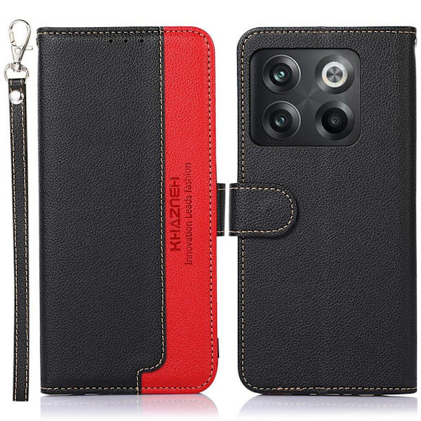 KHAZNEH OnePlus 10T / Ace Pro Plånboksfodral - Svart/Röd Svart
