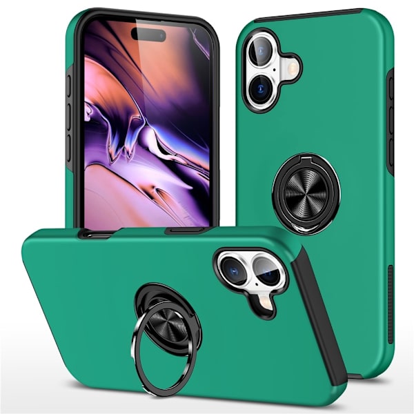 For iPhone 17 Hybrid-deksel med Fingerring Green