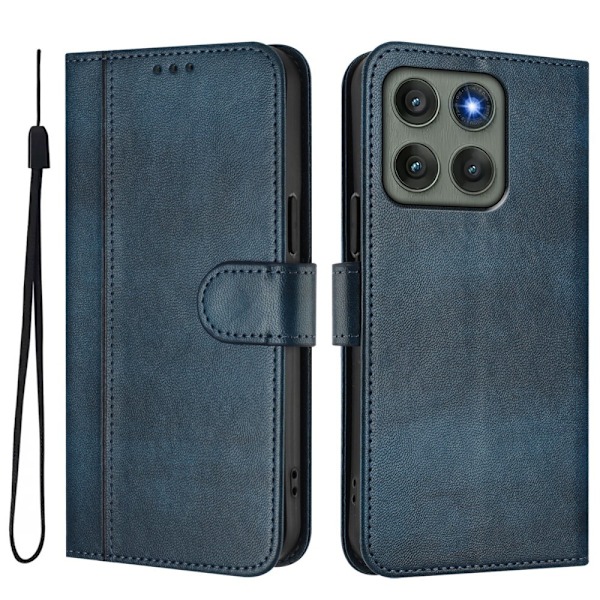 Motorola Edge 60 Pro 5G Suojakotelot Lompakko Teline Retrokuvio Nahkainen Blue