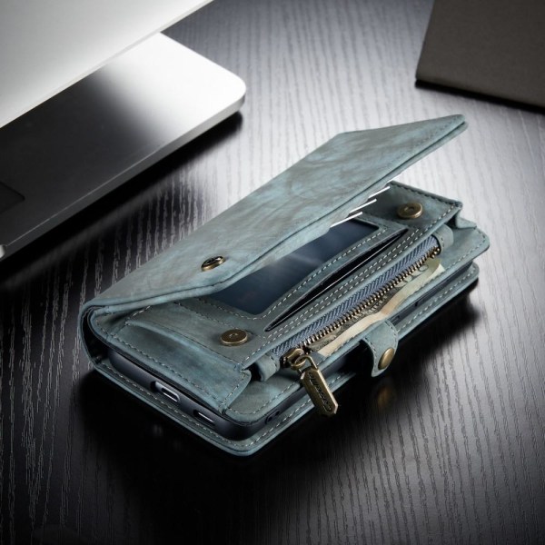 CASEME Samsung Galaxy S21+ (Plus) Retro läder plånboksfodral Blå Blå