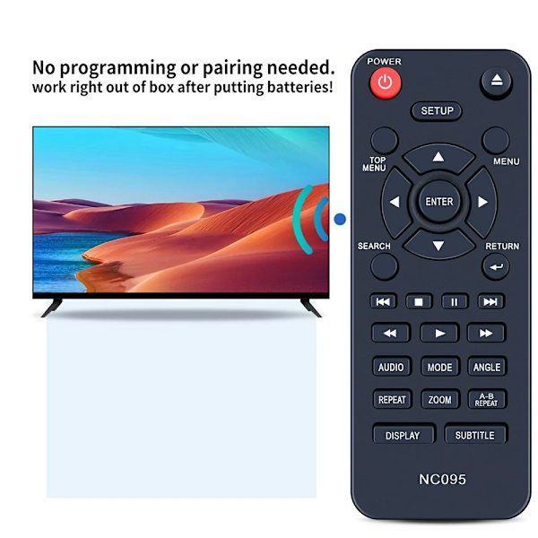 Fjernkontroll erstatning for NC095 for Sanyo DVD-spiller Black