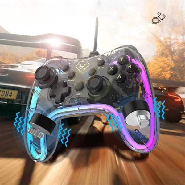 Kompatibel med Nintendo Switch etc Kabel Wired Gamepad Handkontroll Transparent