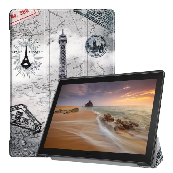 Kuvio kolminkertainen jalustan cover Lenovo Tab E10 - Eiffel-torni Multicolor