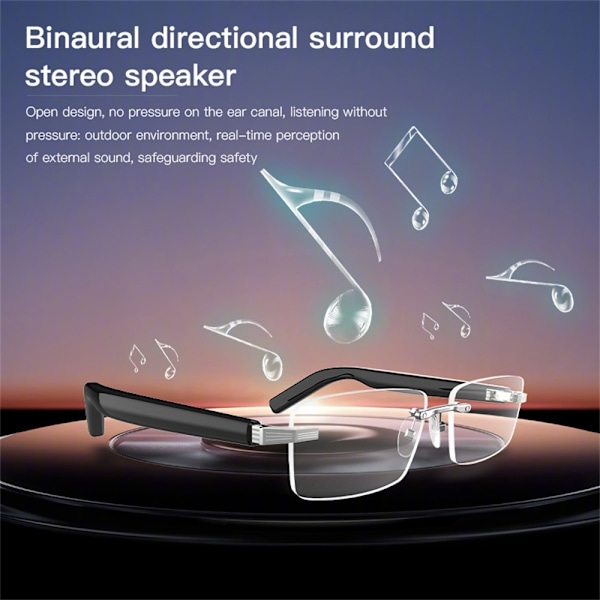 Langaton musiikki Bluetooth 5.3 Smart Glasses Mikrofoni Kaiutin Pyöräile Juoksu Transparent