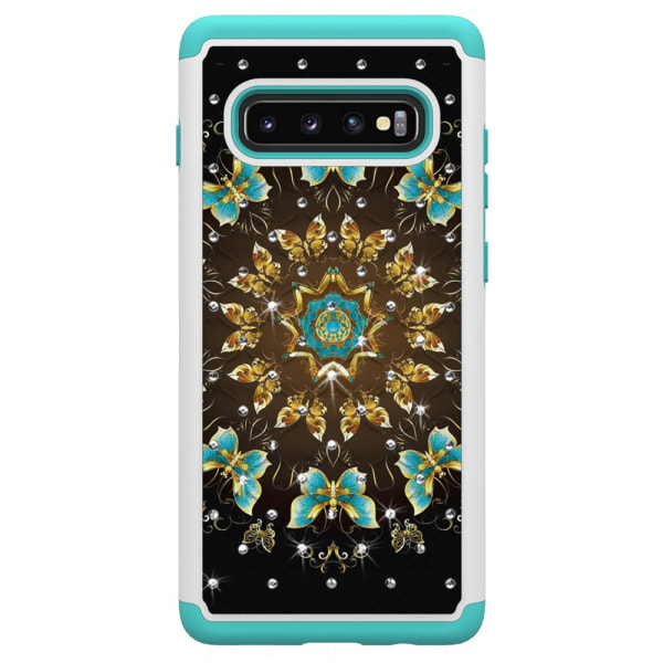 Samsung Galaxy S10+ Pattern PC TPU Phone Shell - Pretty Butterflies Black