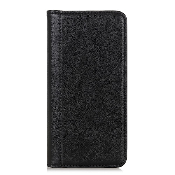 För Sony Xperia 1 VII Stativfodral Split Litchi Textur Plånboksfodral Svart