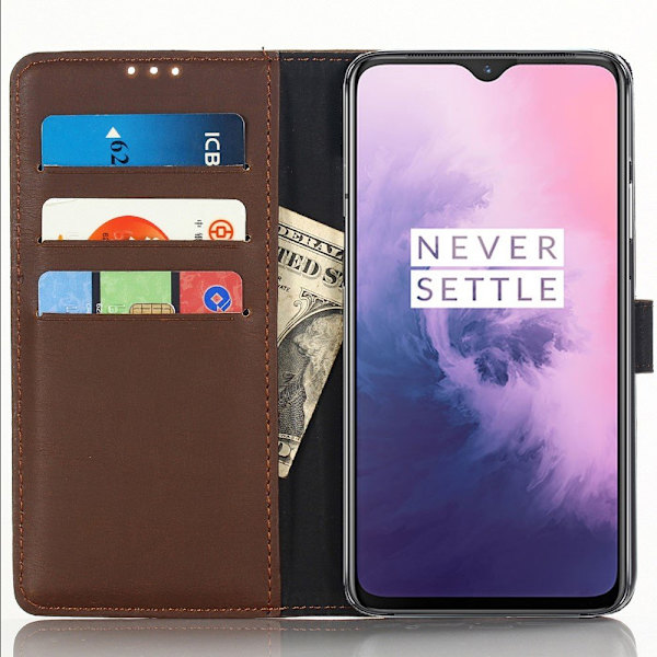 OnePlus 7 Retro Lommebok - cover - Kaffe Brown