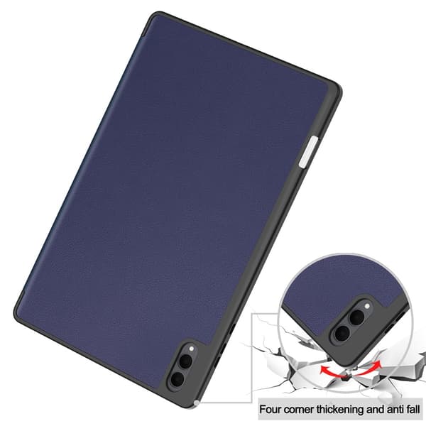 For Samsung Galaxy Tab S12 Ultra Tri-Fold Stand Tablet Case with Pen Slot Blue