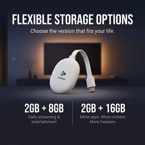 2+16GB Android TV 14.0 TV-sticka Quad-Core 4K WiFi 6 Bluetooth 5.4 fjärrkontroll Vit