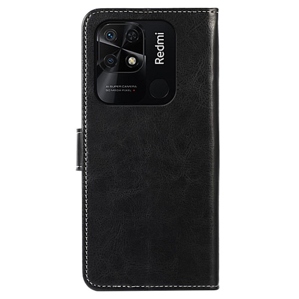 Til Xiaomi Redmi 10C Crazy Horse Texture Telefontaske Black