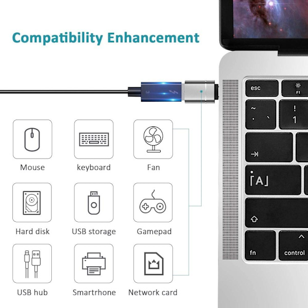 USB C til USB - adapter USB - C til USB 3.0 - adapter OTG for MacBook Pro MacBook Air iPad Pro osv Black