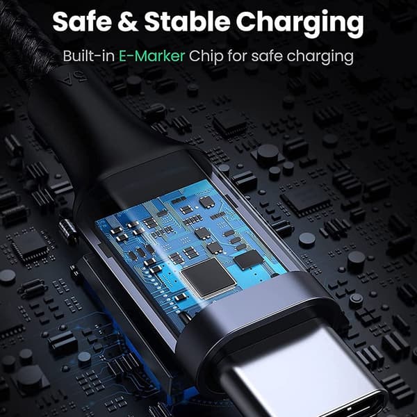 UGREEN 2m 100W hurtigopladningskabel USB - C - datakabel bøjet Black
