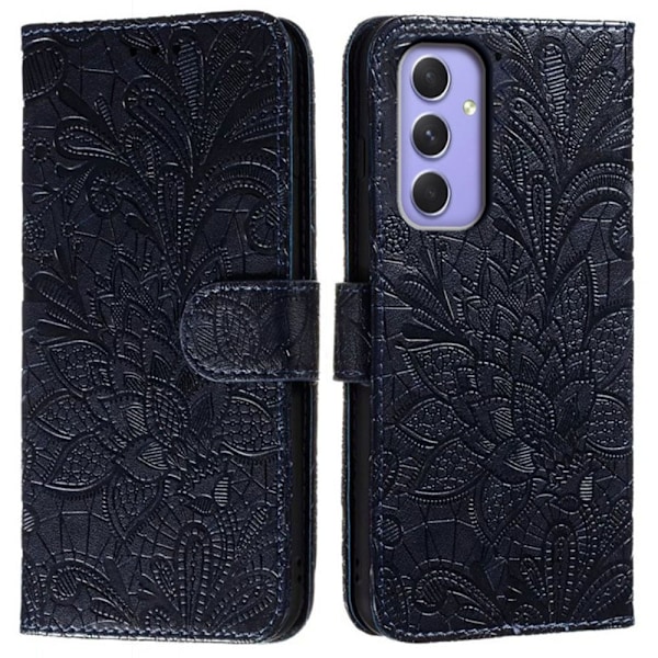 Till Samsung Galaxy A16 5G / A16 4G fodral i PU-läder med Blommönster - Svart Svart