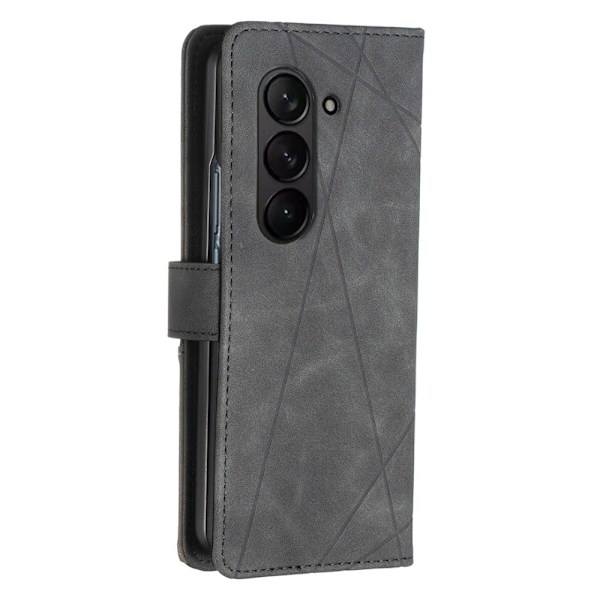 BINFEN COLOR för Samsung Galaxy Z Fold6 5G Skal i PU-läder med Geometriskt Mönster - Svart Svart