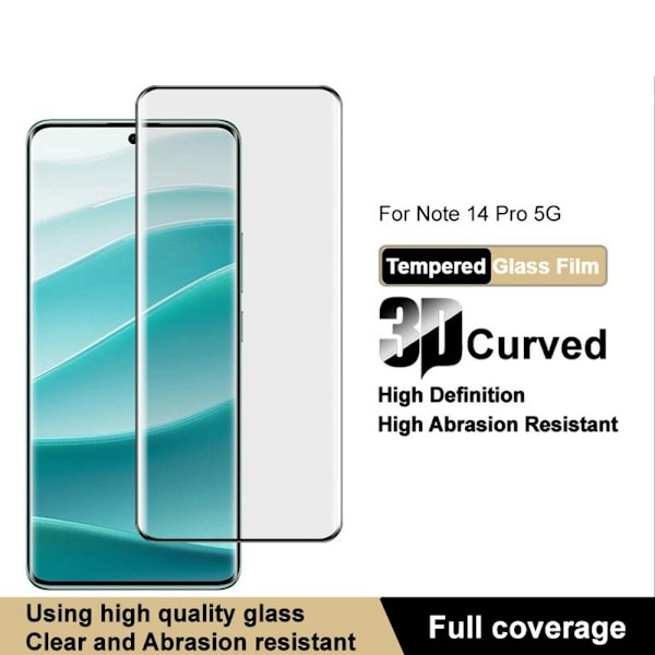 IMAK Pro+ till Xiaomi Redmi Note 14 Pro+ 5G Heltäckande Härdat Glas Transparent