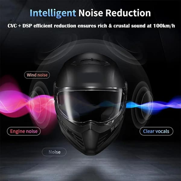Hjälm Motorcykel Bluetooth Intercom Headset IP67 Vattentät 1000m räckvidd Tvåväg Svart