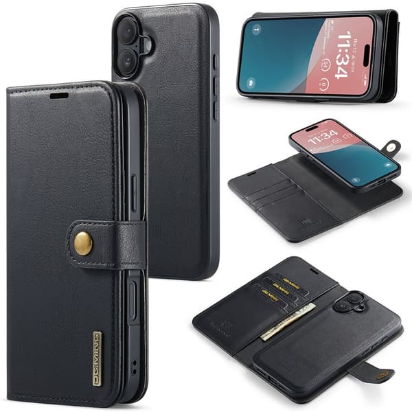 DG.MING iPhone 17 Lompakkokotelo Irrotettava 2 in 1 - Musta Black