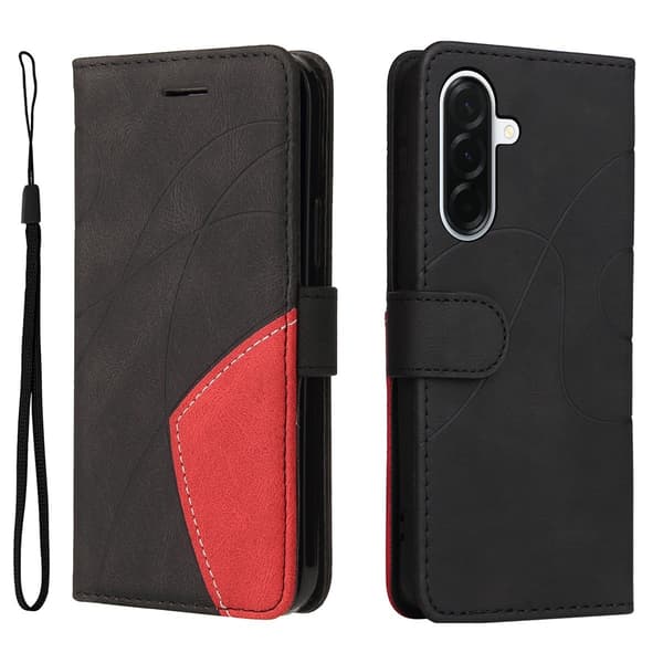 Til Samsung Galaxy A37 5G MTK mobildeksel med stativ og lommebok Black