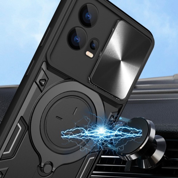 Beskyttelsesskall for Motorola Edge 30 Fusion 5G-telefon med kamerabeskyttelse og ring Black