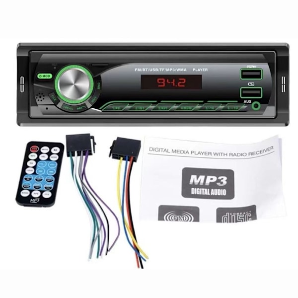 Bilstereo MP3-afspiller Bluetooth FM-radio Bilstereosystem TF-kort U Disk Black