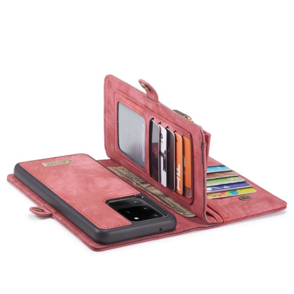 CASEME Samsung Galaxy S20 Ultra Retro läder plånboksfodral - Röd Röd