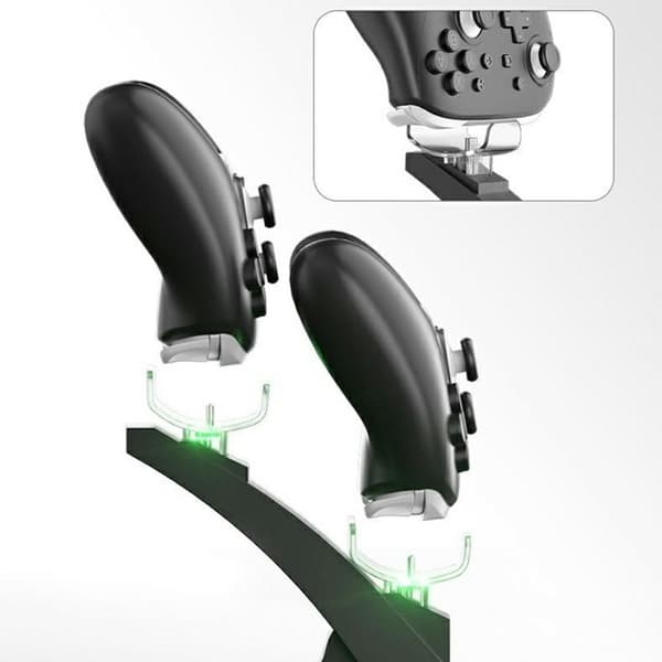 Ladestasjon kompatibel med Nintendo Switch 2 Pro LED-indikator 2 kontrollere Black