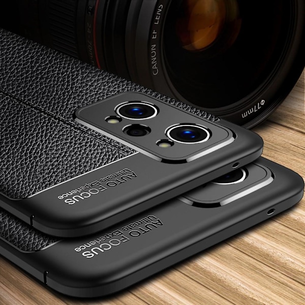 Realme GT Neo2 TPU skal Litchi Texture - Svart Svart