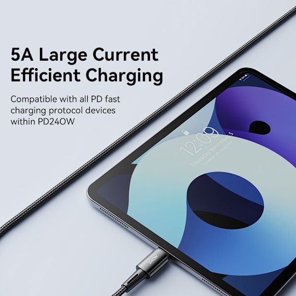 ESSAGER 2m USB-C til USB-C PD 240W Ladekabel Datakabel Hurtiglading Black