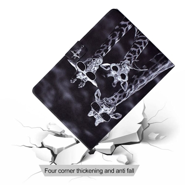 Apple iPad 10.9 2022 Sammenleggbart deksel Kortholder - 3 sjiraffer Black