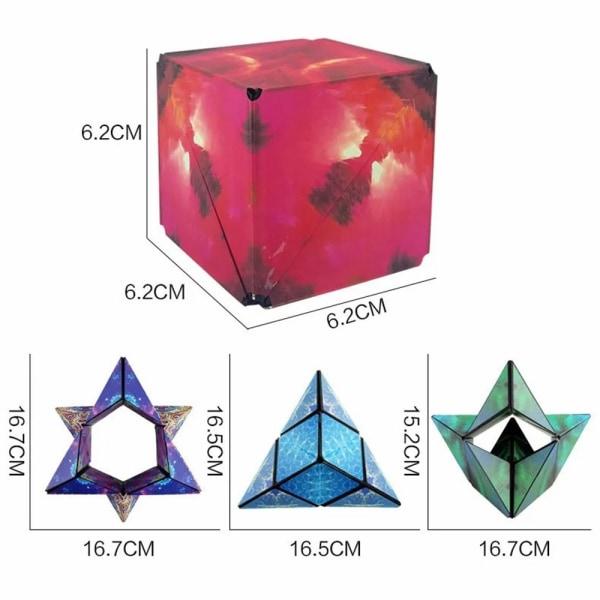 Fidget 6x6x6cm 3D magnetisk kube skiftende magisk terningpuslespill Multicolor