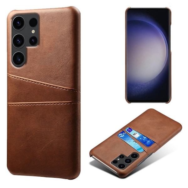 Til Samsung Galaxy S24 Ultra KSQ PU-læderbelagt skal hårdt etui Brown