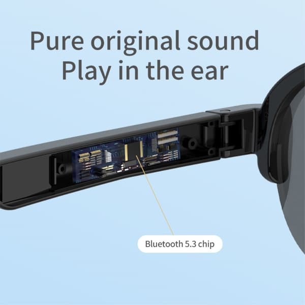 144 sprog oversættelse oversætter Smart AI Bluetooth solbriller UV400 hovedtelefoner Black