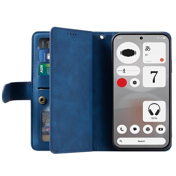 Mobildeksel med kortlommer og håndleddsstropp til Nothing Phone (4b) Blue