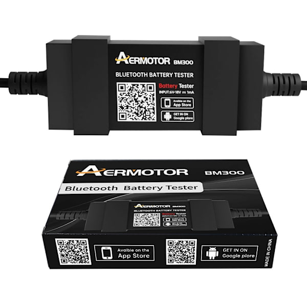 Tester for bilbatteri 12V, ladestartanalysator for Android og iOS Black