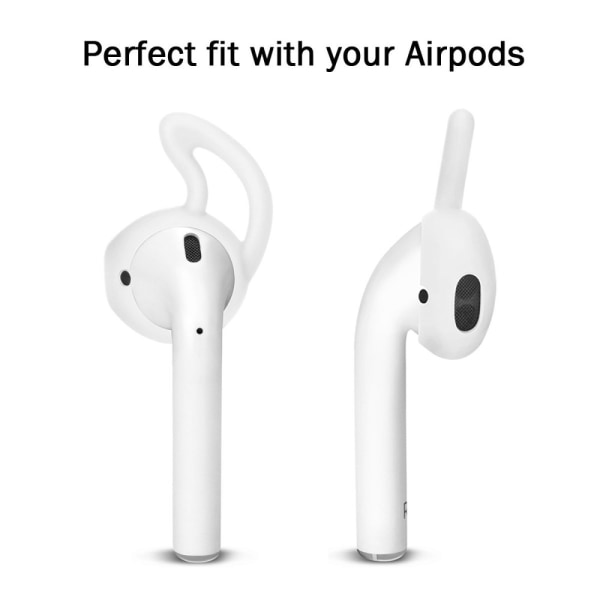 2 paria/pakkaus HAT PRINCE Pehmeä silikonikorvakoukku Apple AirPodeille White