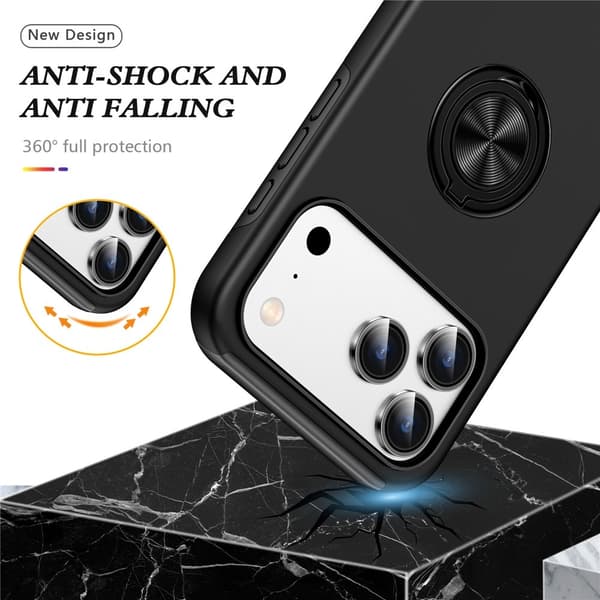 For iPhone 17 Pro Hybrid-deksel med Fingerring Black