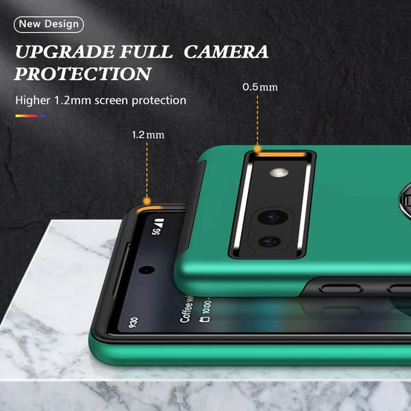Google Pixel 8a sormenrengasjalustan hybridikotelo Green