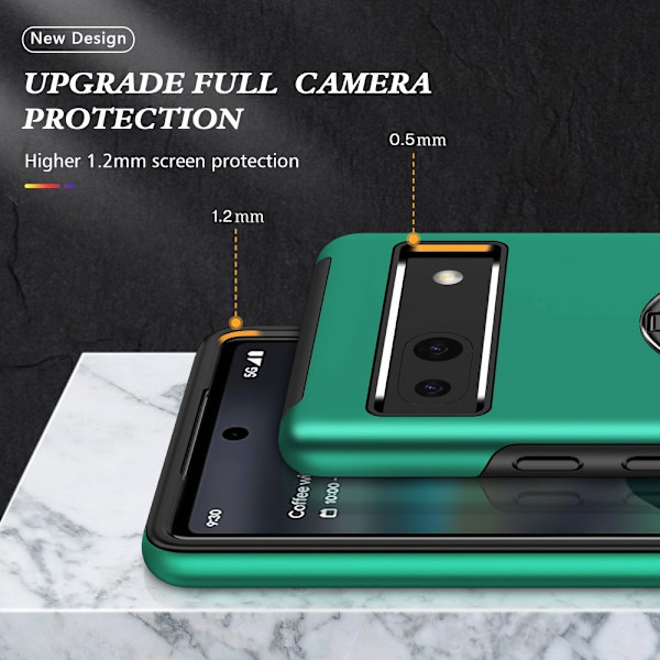 Hybrid-etui med fingerreim og kickstand for Google Pixel 8a Green