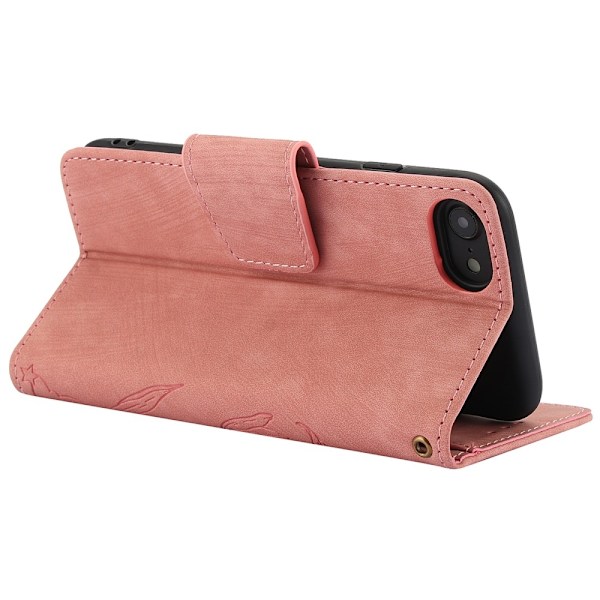 Til iPhone 17e / 16e Etui Sommerfugl Blomst Ridsefast Telefoncover Pink