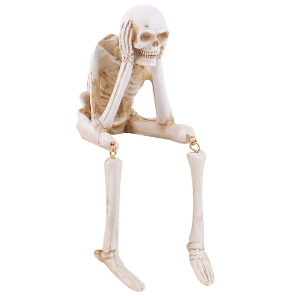 Halloween skelettfigur Spooky Skull Dekoration Fest Spökhus - Hear No Evil Vit